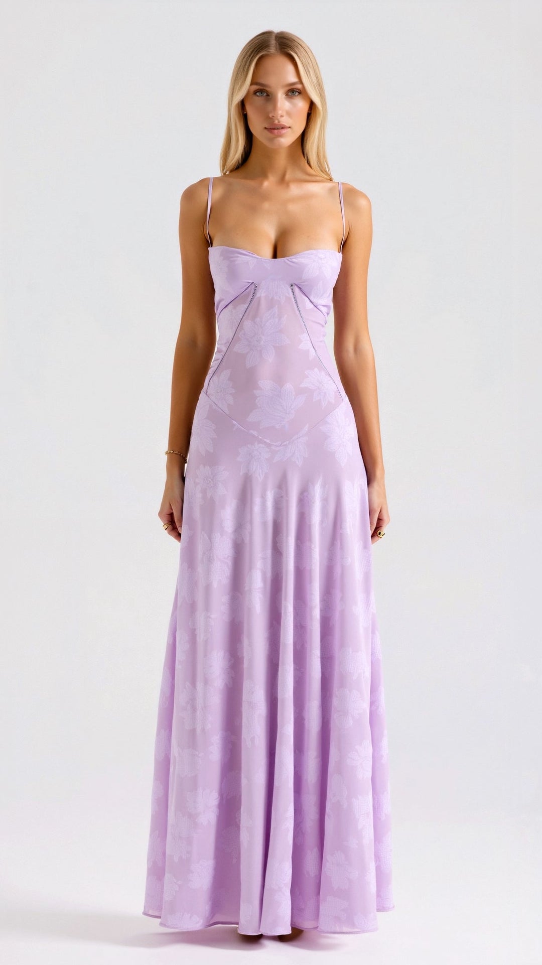 Cressida | Women's Floral Jacquard Corset Slip Maxi Dress