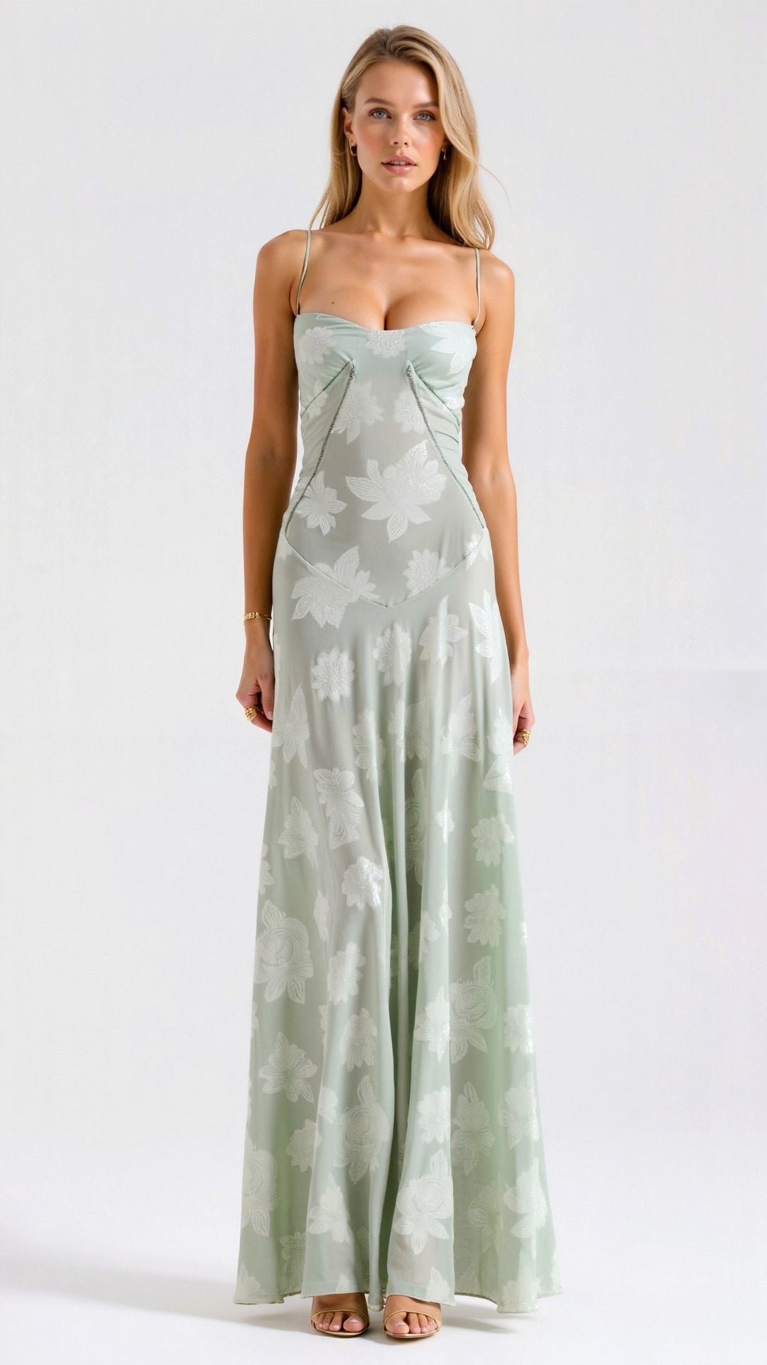 Cressida | Women's Floral Jacquard Corset Slip Maxi Dress