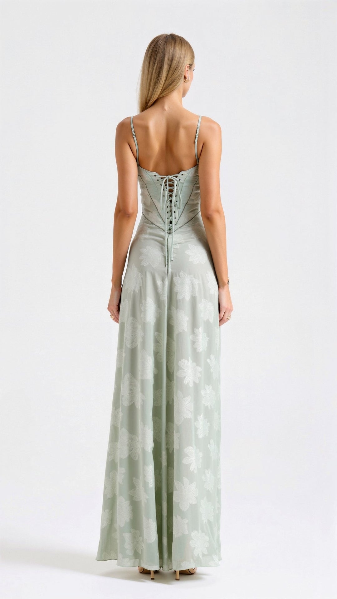 Cressida | Women's Floral Jacquard Corset Slip Maxi Dress