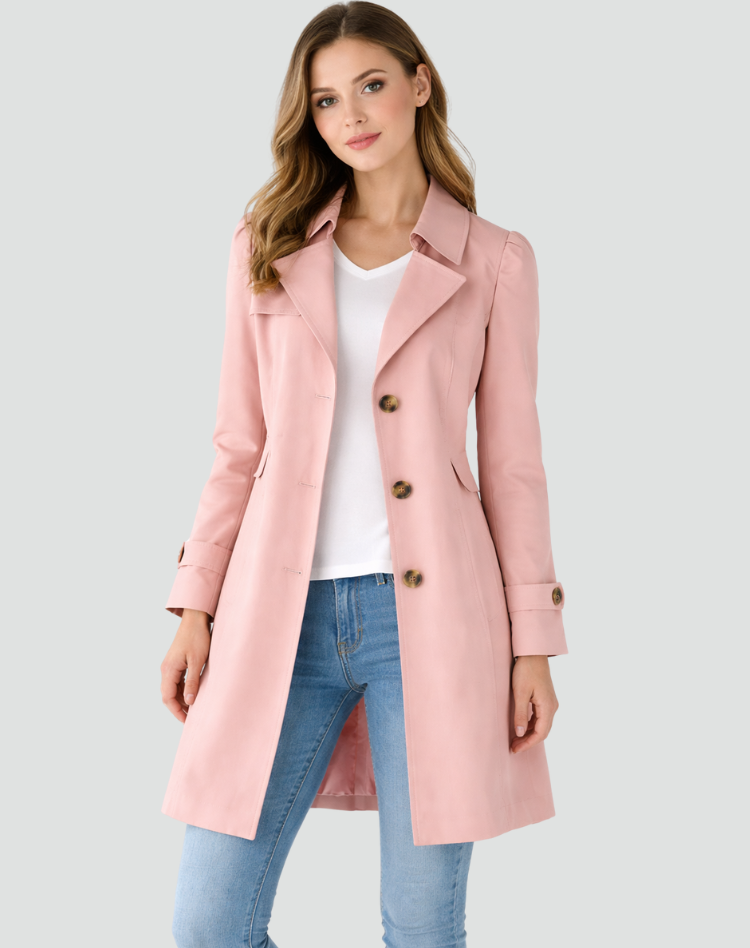 Amelia | Women's Fitted Long Sleeve Trench Coat