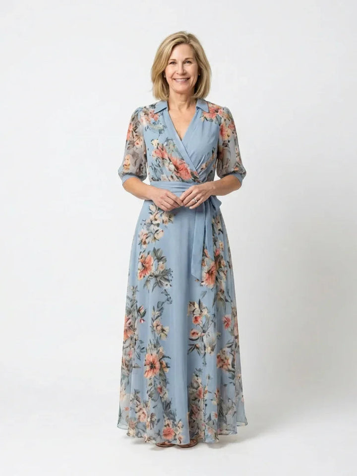 Aria | Women's Floral Wrap Maxi V Neck Summer Dress