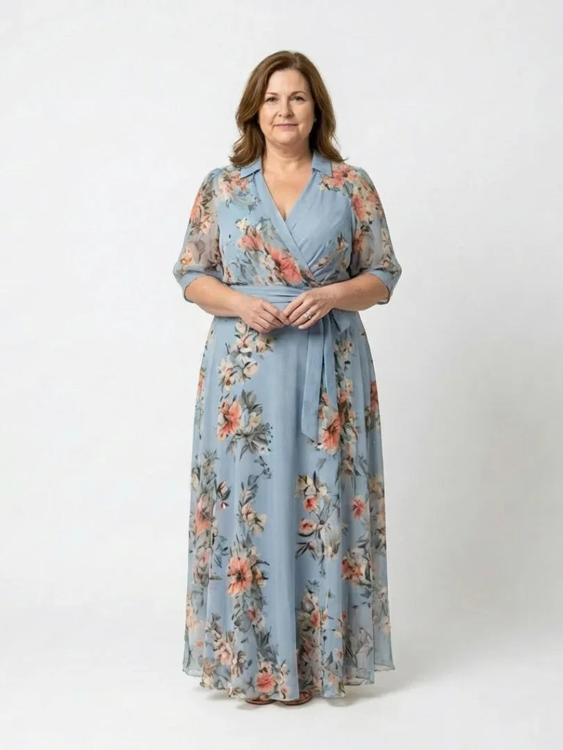 Aria | Women's Floral Wrap Maxi V Neck Summer Dress