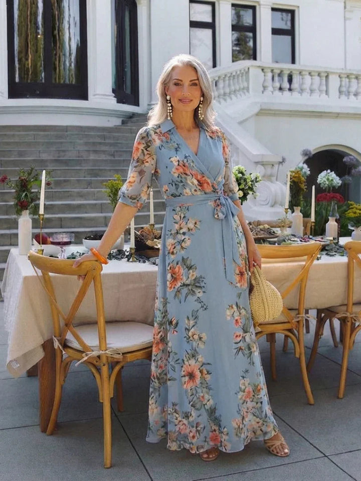 Aria | Women's Floral Wrap Maxi V Neck Summer Dress
