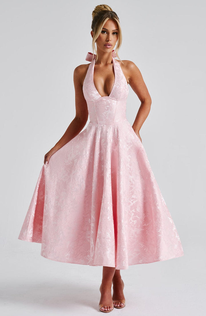 Audrey | Women's Wedding Guest Halter Midi-Dress