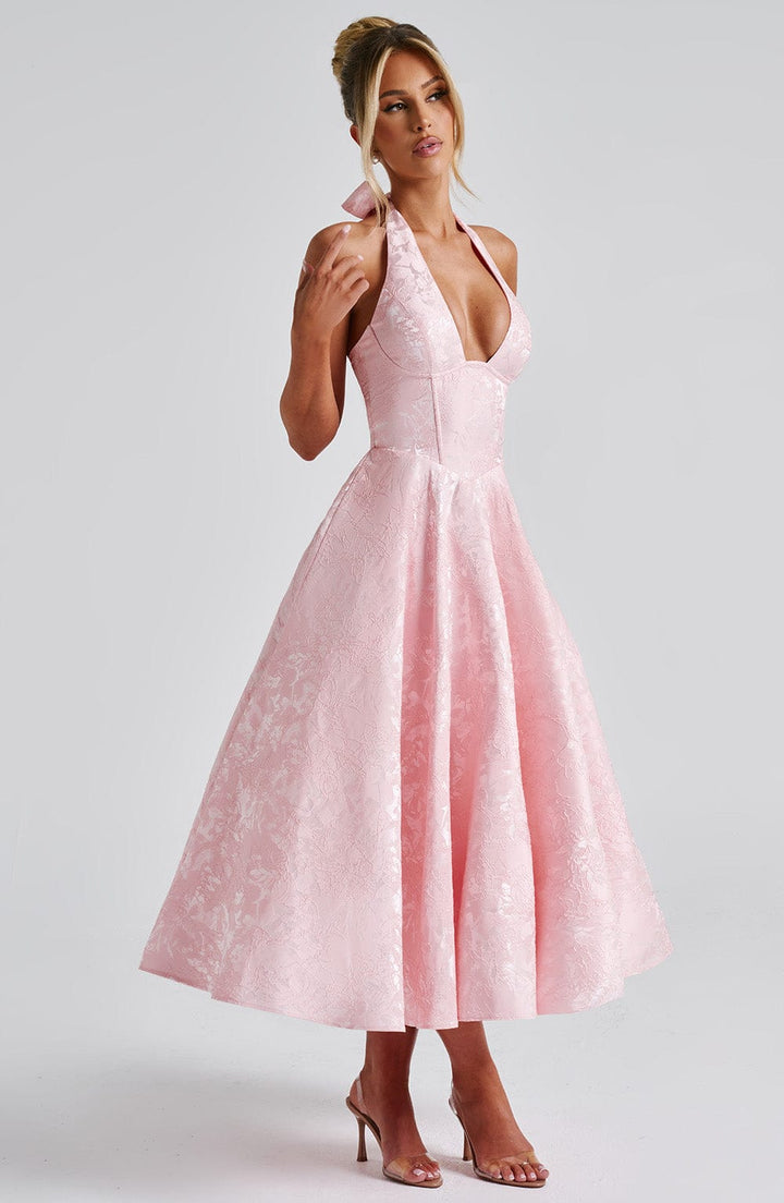 Audrey | Women's Wedding Guest Halter Midi-Dress