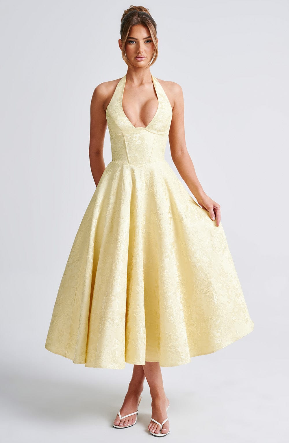Audrey | Women's Wedding Guest Halter Midi-Dress