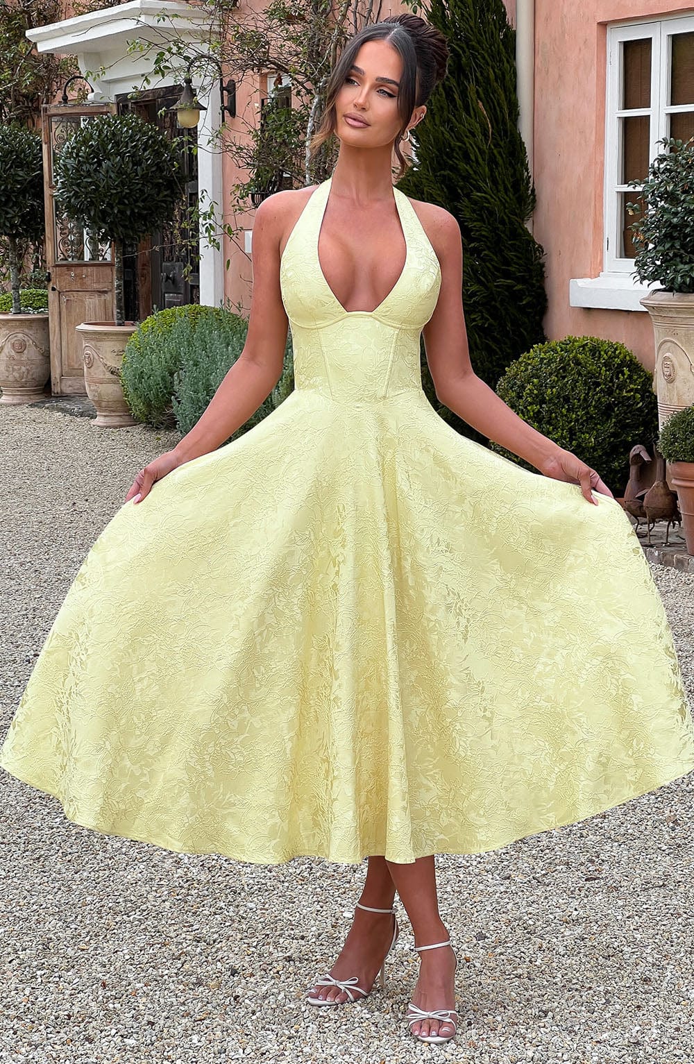 Audrey | Women's Wedding Guest Halter Midi-Dress