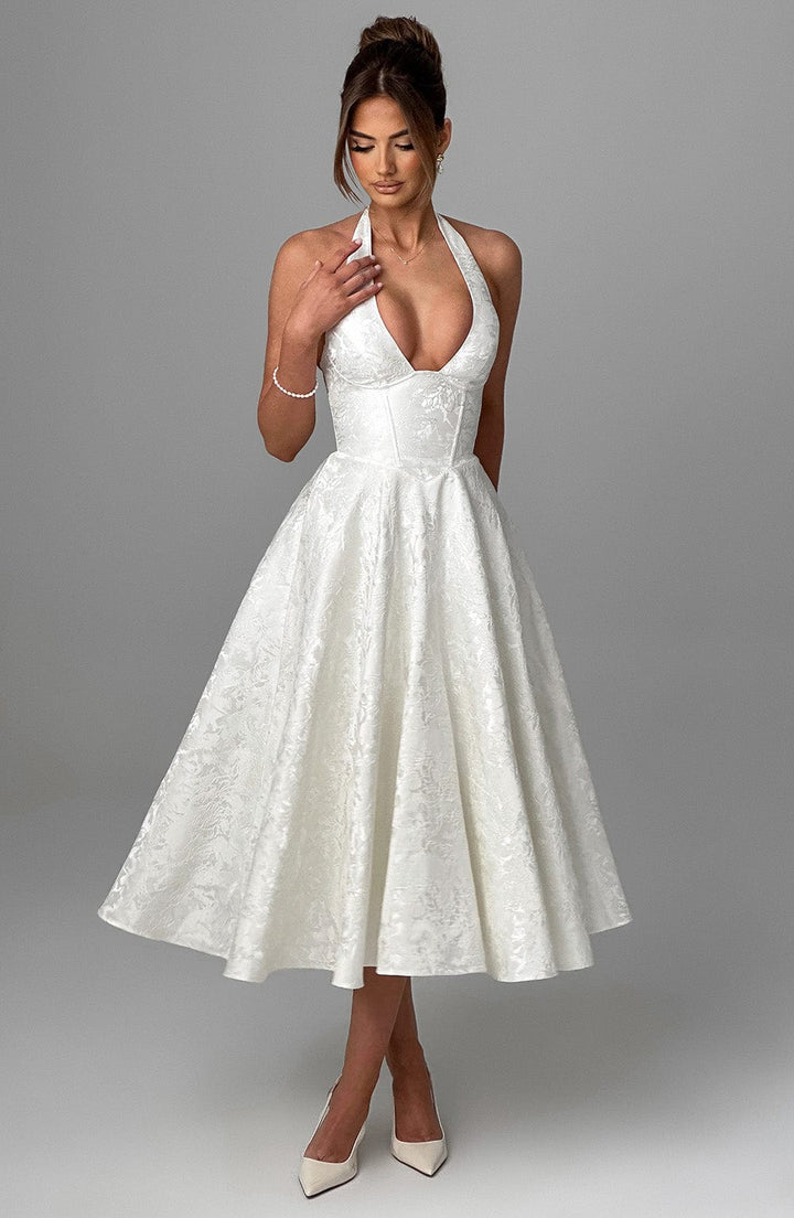 Audrey | Women's Wedding Guest Halter Midi-Dress