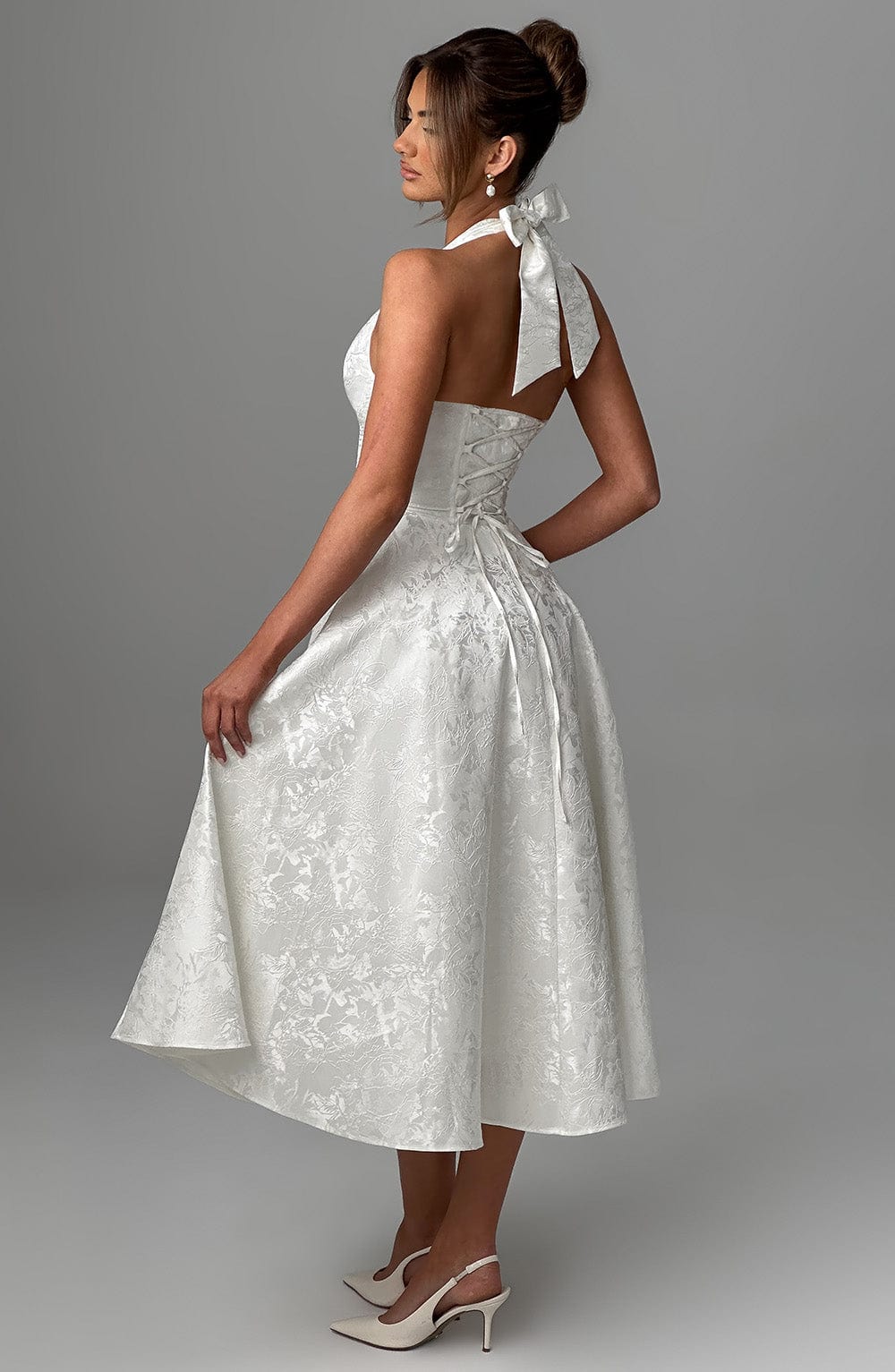 Audrey | Women's Wedding Guest Halter Midi-Dress