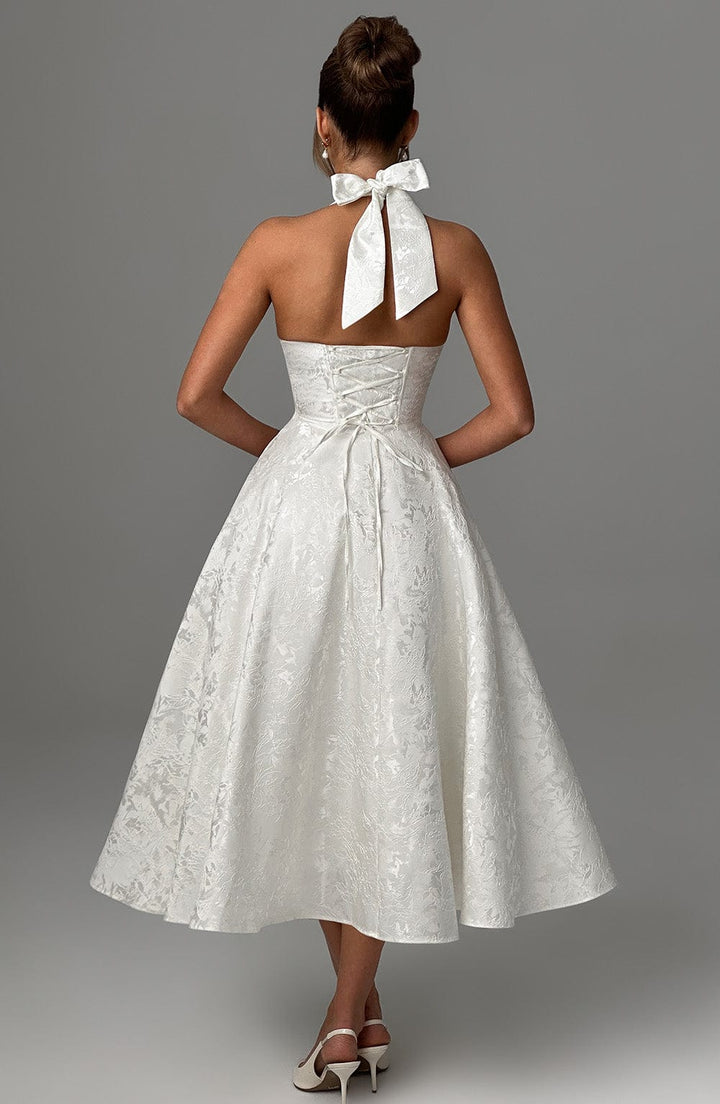 Audrey | Women's Wedding Guest Halter Midi-Dress
