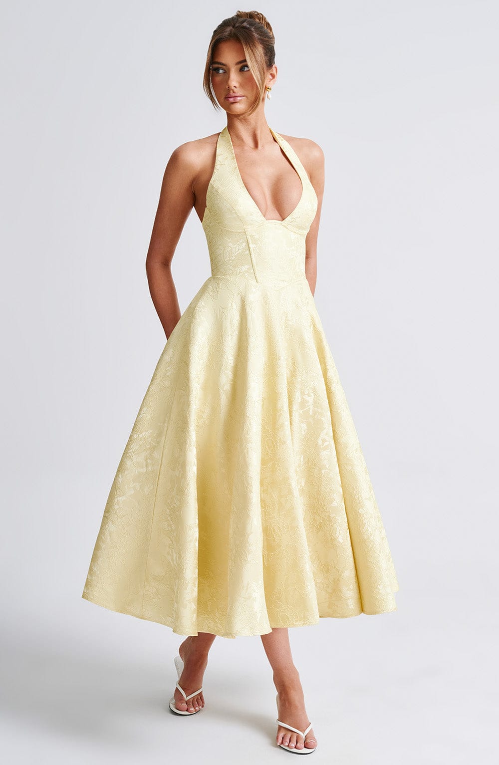 Audrey | Women's Wedding Guest Halter Midi-Dress