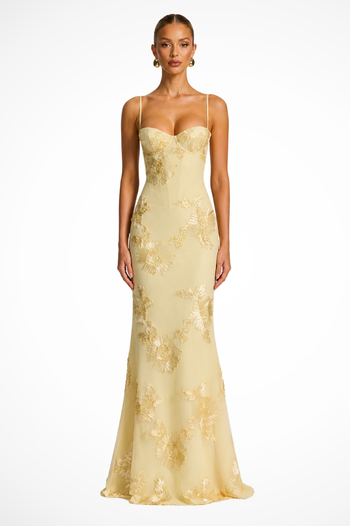Aveline | Women's Wedding Guest Floral Corset Maxi-Dress