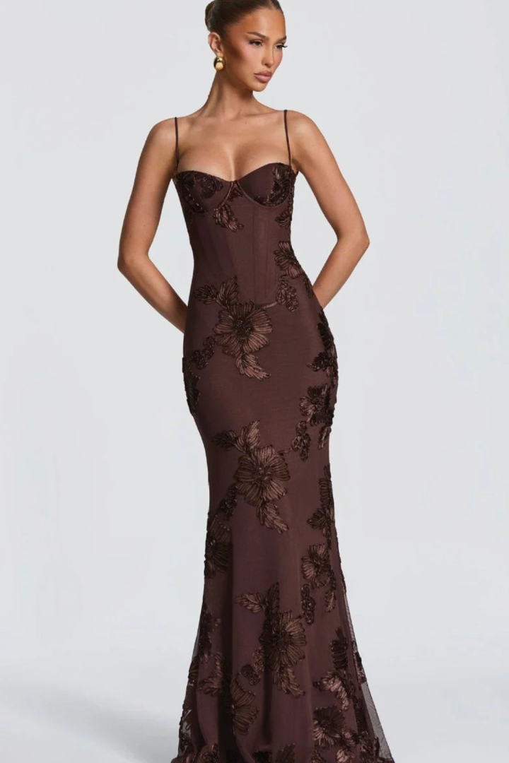 Aveline | Women's Wedding Guest Floral Corset Maxi-Dress