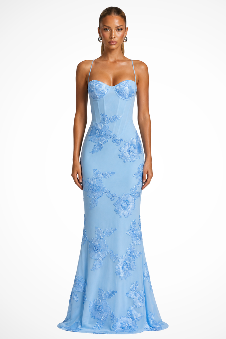 Aveline | Women's Wedding Guest Floral Corset Maxi-Dress