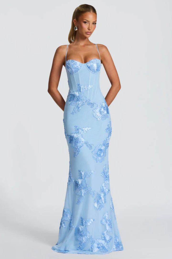 Aveline | Women's Wedding Guest Floral Corset Maxi-Dress