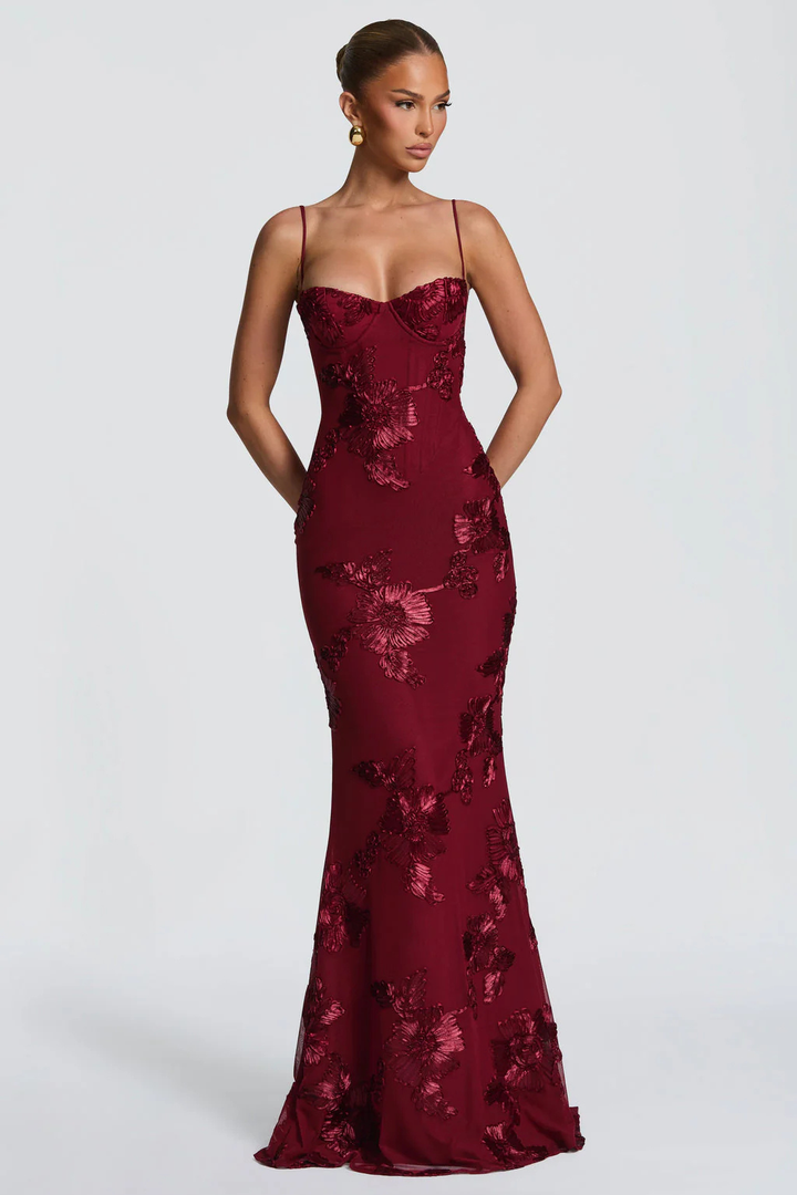 Aveline | Women's Wedding Guest Floral Corset Maxi-Dress