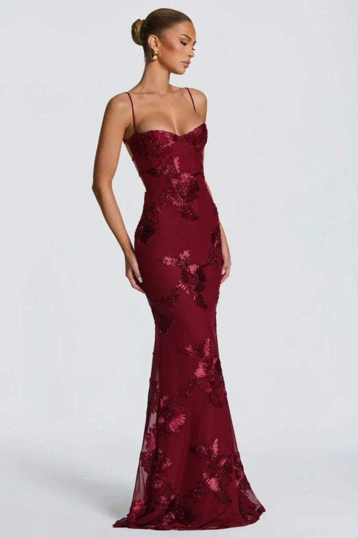 Aveline | Women's Wedding Guest Floral Corset Maxi-Dress