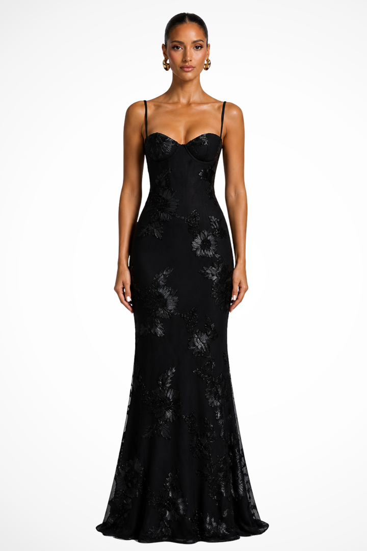 Aveline | Women's Wedding Guest Floral Corset Maxi-Dress