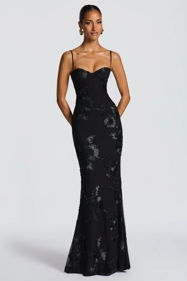 Aveline | Women's Wedding Guest Floral Corset Maxi-Dress