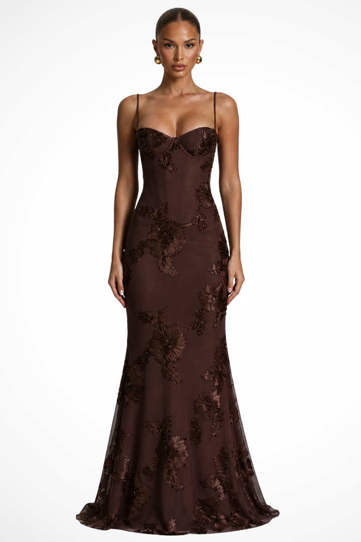 Aveline | Women's Wedding Guest Floral Corset Maxi-Dress