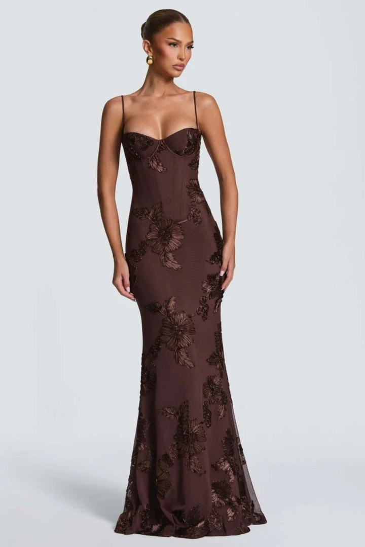 Aveline | Women's Wedding Guest Floral Corset Maxi-Dress