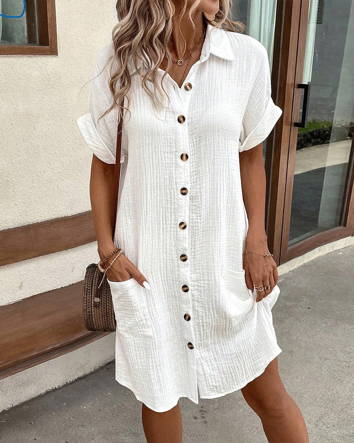 Beatrix | Women's Collared Short Sleeve Mini Shirt Dress