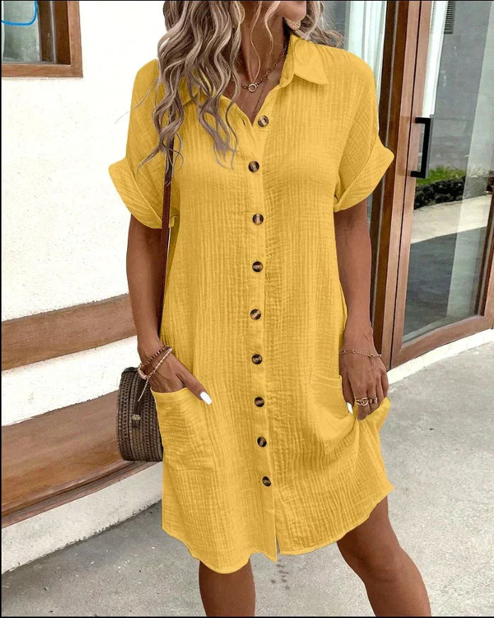 Beatrix | Women's Collared Short Sleeve Mini Shirt Dress