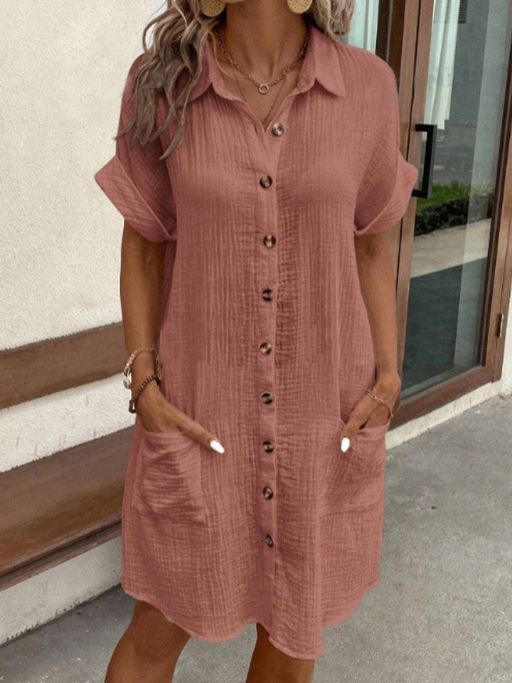 Beatrix | Women's Collared Short Sleeve Mini Shirt Dress