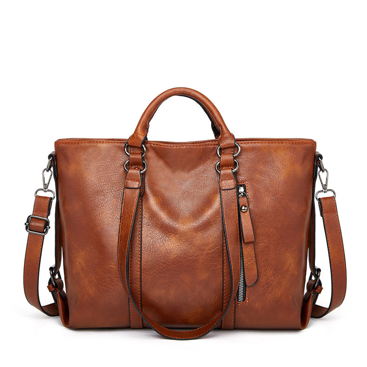 Shoulder Bag – Horizontal Shape, Zip Closure, Minimalist