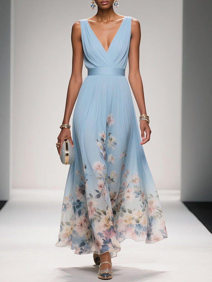 Camilla | Women's Wrap V-Neck Sleeveless A-Line Maxi Dress