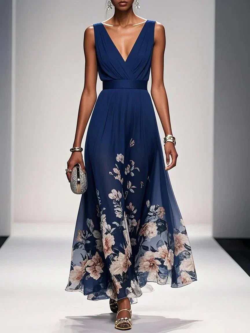 Camilla | Women's Wrap V-Neck Sleeveless A-Line Maxi Dress