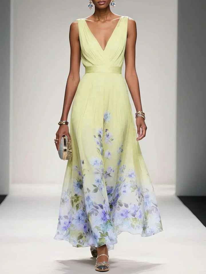 Camilla | Women's Wrap V-Neck Sleeveless A-Line Maxi Dress