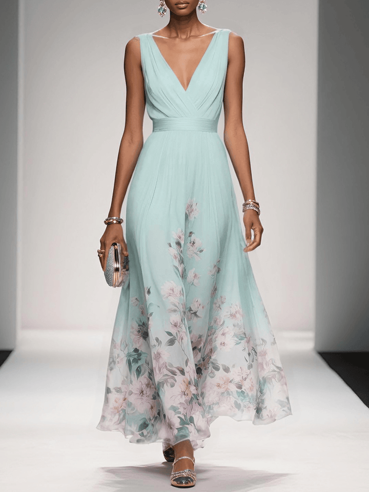 Camilla | Women's Wrap V-Neck Sleeveless A-Line Maxi Dress