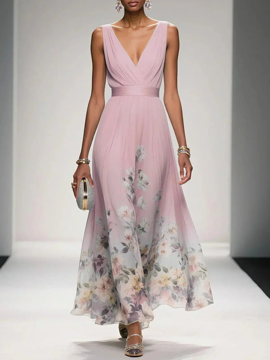 Camilla | Women's Wrap V-Neck Sleeveless A-Line Maxi Dress