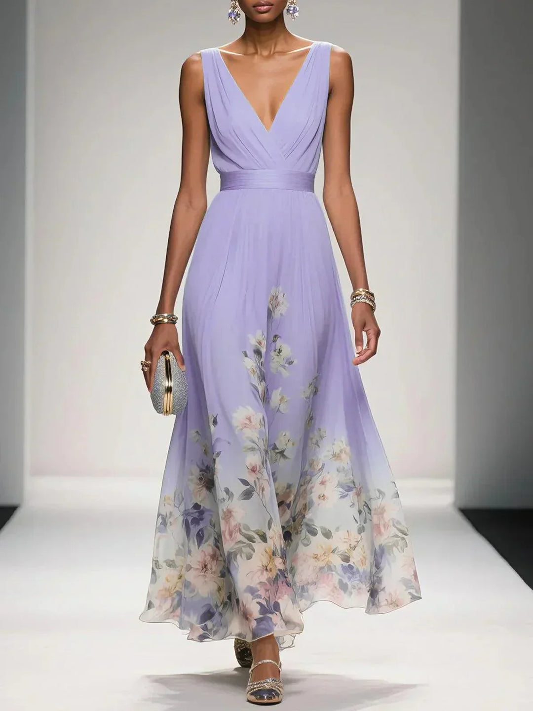 Camilla | Women's Wrap V-Neck Sleeveless A-Line Maxi Dress