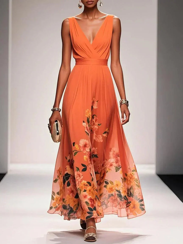 Camilla | Women's Wrap V-Neck Sleeveless A-Line Maxi Dress