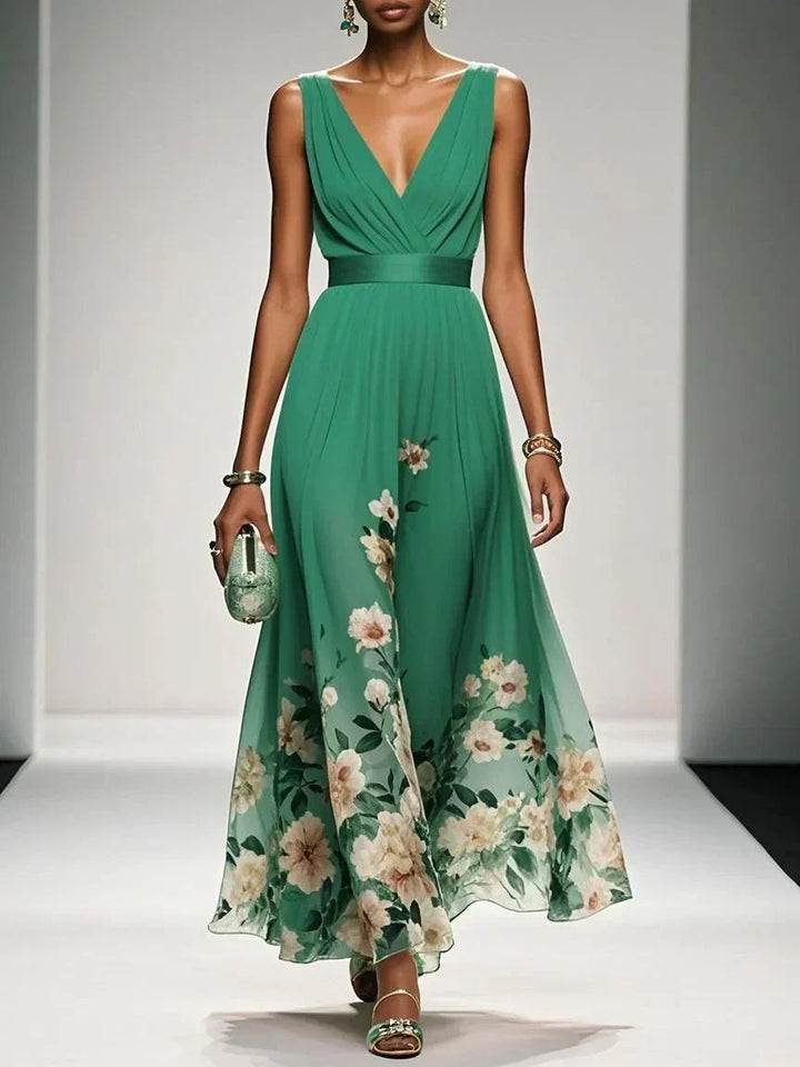 Camilla | Women's Wrap V-Neck Sleeveless A-Line Maxi Dress