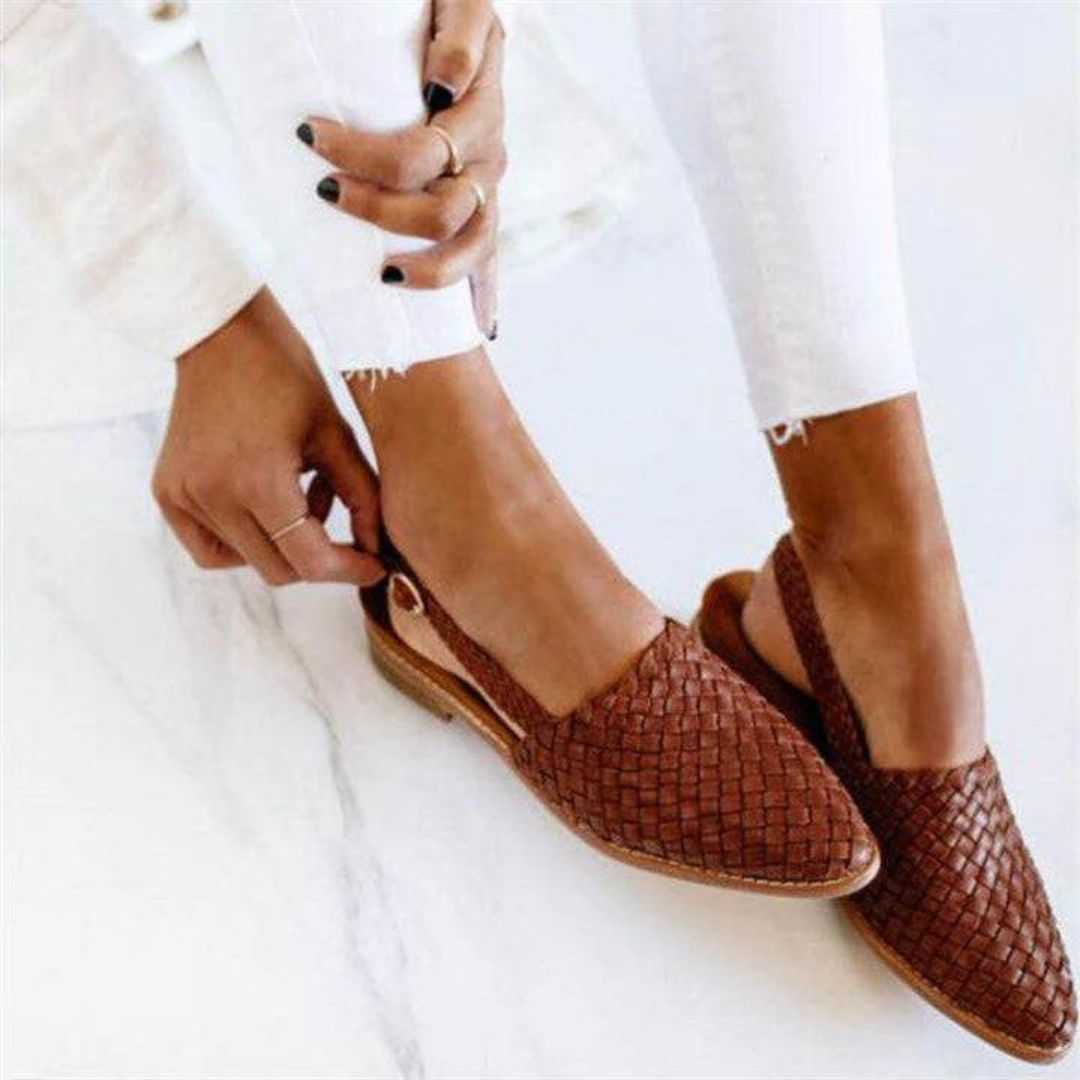 Camille | Women's Woven Pointed Toe Slingback Flat Sandals