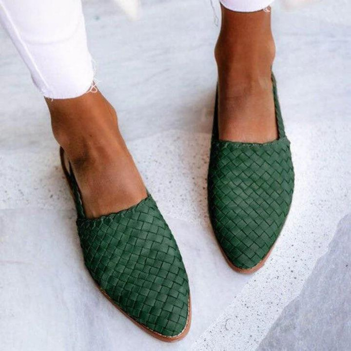 Camille | Women's Woven Pointed Toe Slingback Flat Sandals