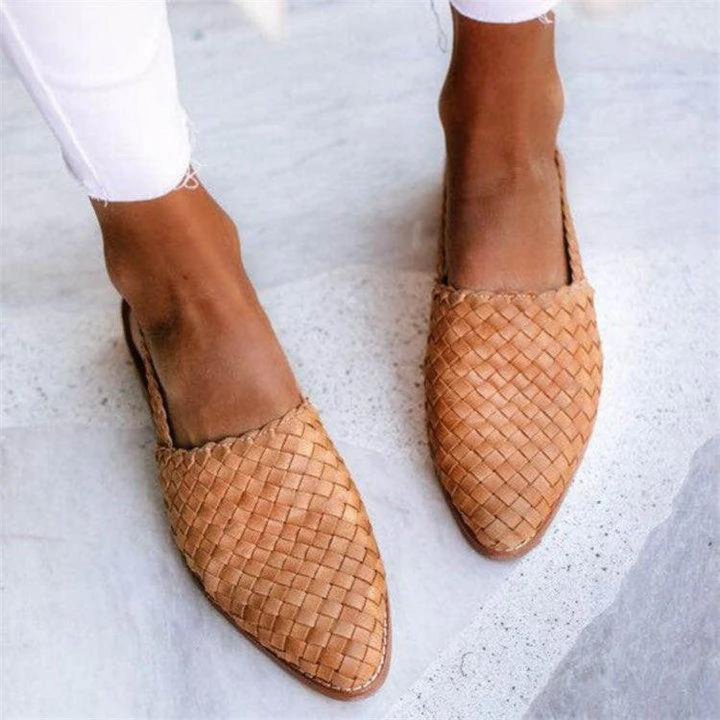 Camille | Women's Woven Pointed Toe Slingback Flat Sandals
