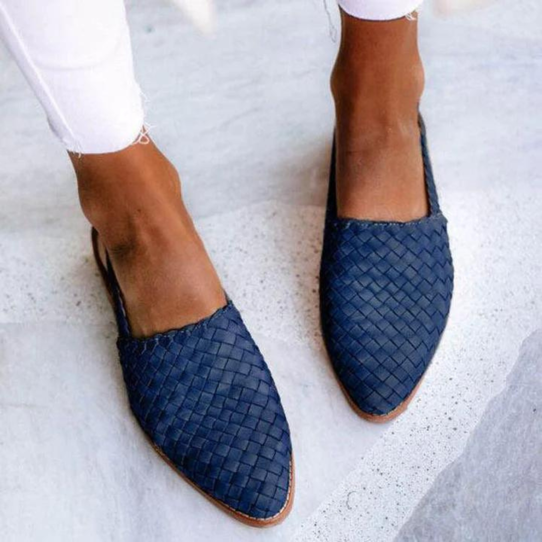 Camille | Women's Woven Pointed Toe Slingback Flat Sandals