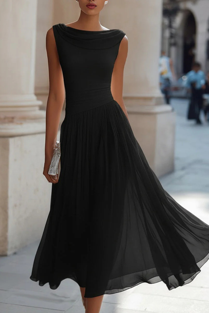 Charlotte | Effortless Women's Wedding Guest Draped Pleated Midi-Dress