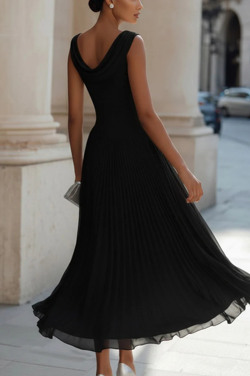 Charlotte | Effortless Women's Wedding Guest Draped Pleated Midi-Dress