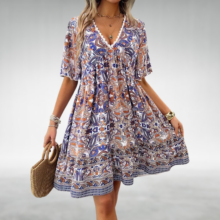 Chloe | Women's Draped Cocktail Dress V Neck Flutter Sleeve