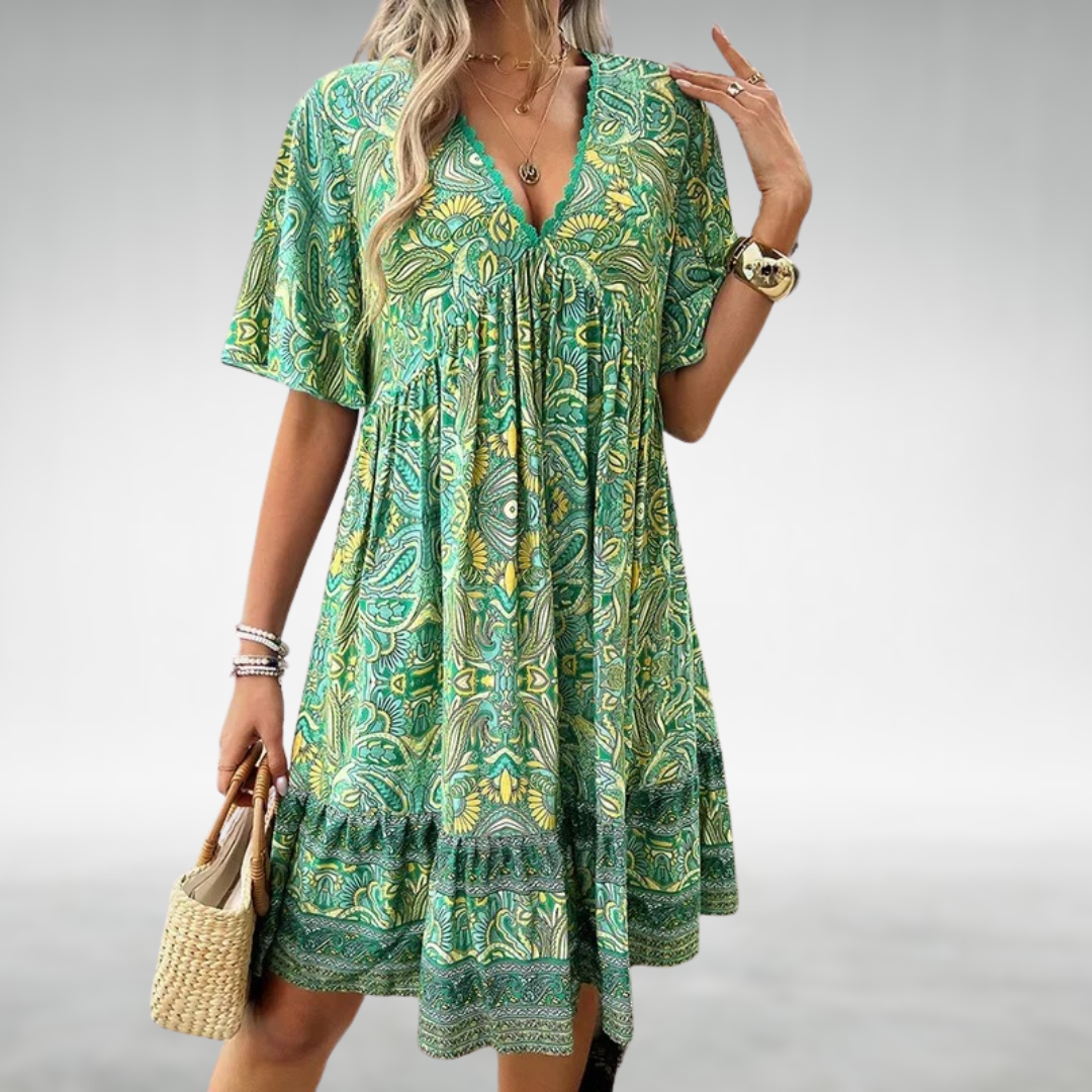 Chloe | Women's Draped Cocktail Dress V Neck Flutter Sleeve