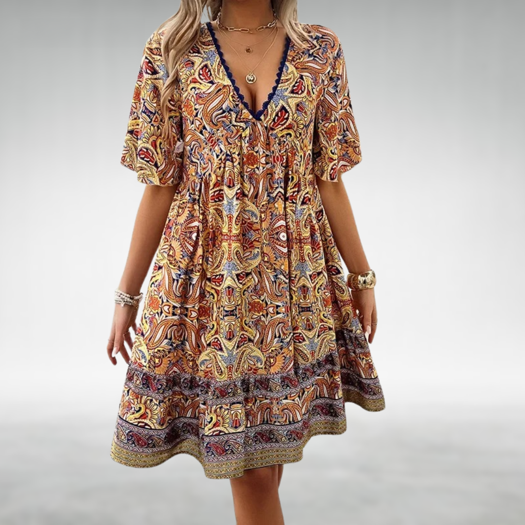 Chloe | Women's Draped Cocktail Dress V Neck Flutter Sleeve