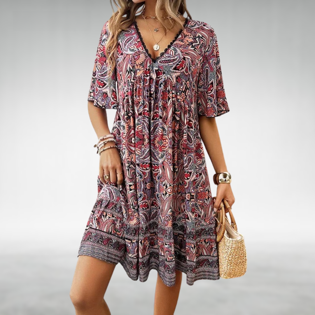 Chloe | Women's Draped Cocktail Dress V Neck Flutter Sleeve