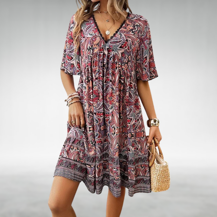 Chloe | Women's Draped Cocktail Dress V Neck Flutter Sleeve