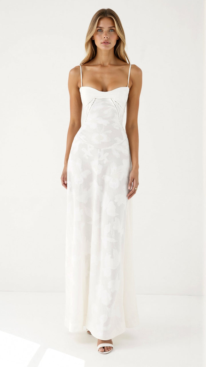 Cressida | Women's Floral Jacquard Corset Slip Maxi Dress