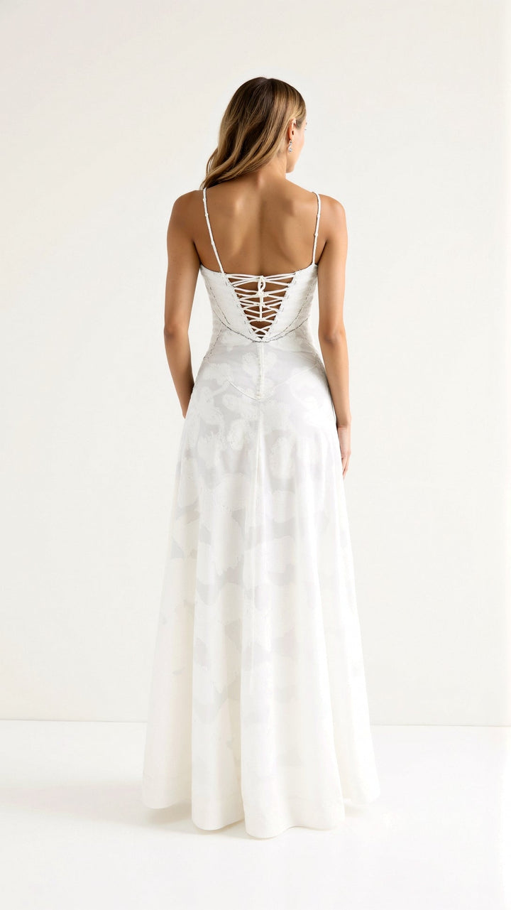 Cressida | Women's Floral Jacquard Corset Slip Maxi Dress